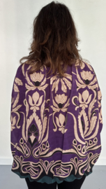 Ballon blouse barok leaves paars +SIZE