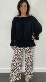 Broek met wijde pijp panter zwart sale