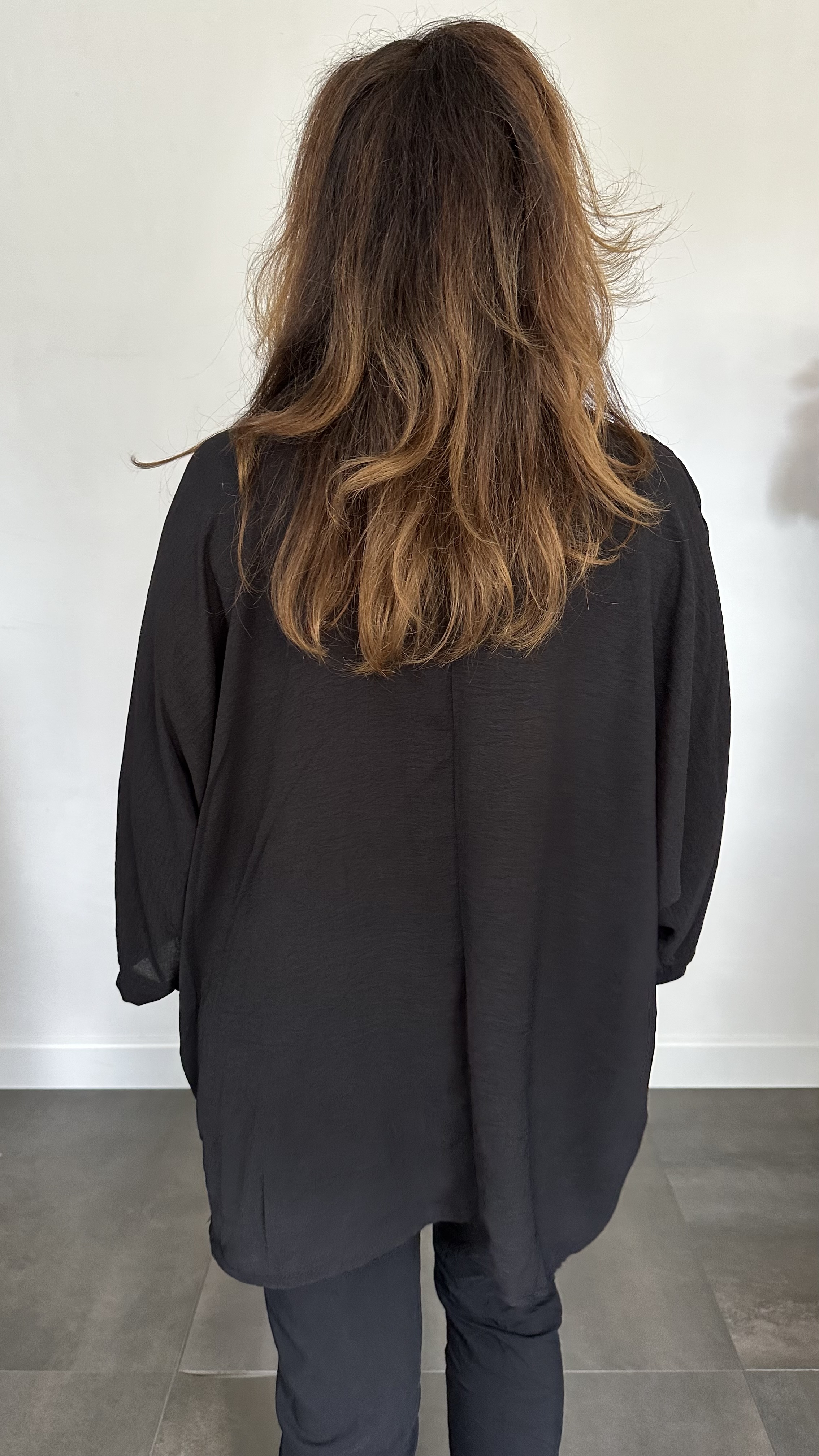Crepe shirt hearts +SIZE zwart