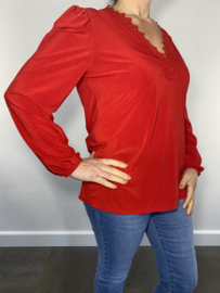 Shirt met kant Diana lange mouw rood
