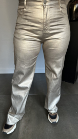 Lederlook broek G-smack "Wide leg" goud