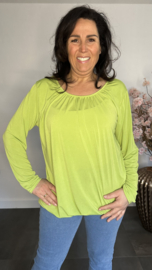 Ballon shirt travel met elastiek avocado