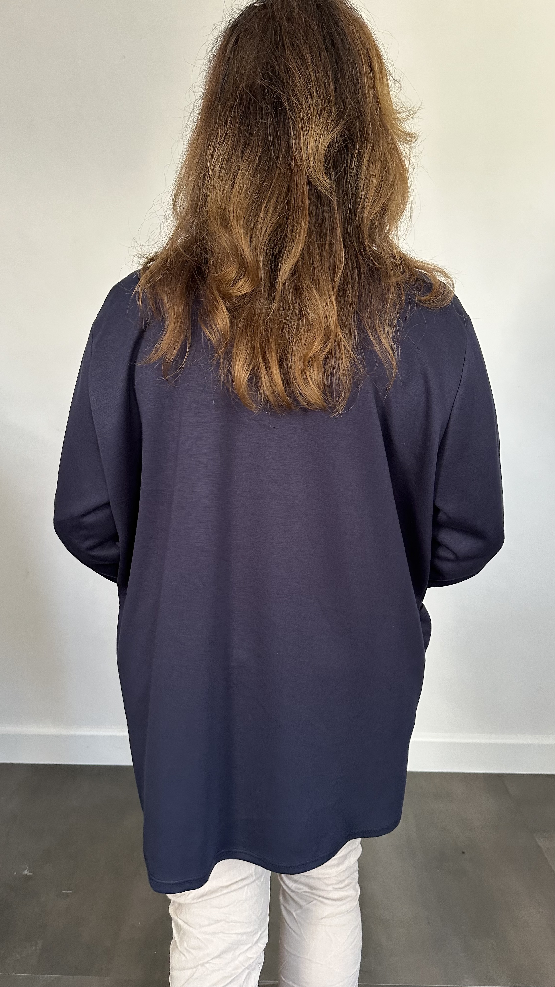 Vest Lisa met sjaalkraag +SIZE marine