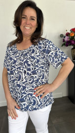 Ballon shirt met elastiek denim versailles(+size)