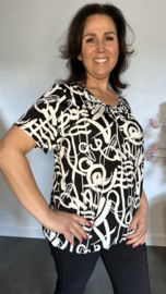 Ballon shirt met elastiek Magic zwart/wit
