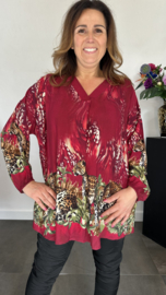 Blouse met panters bordeaux