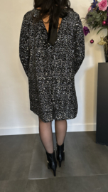 Velvet jurk/ tuniek met pailletten en strik Zwart /zilver