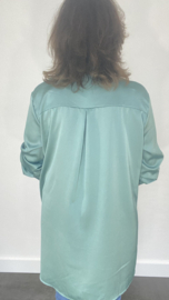 Lange blouse satijn look zeegroen