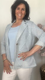 Opengewerkte blazer IJsblauw