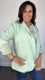 Blazer Marjan met gesmokte mouw licht groen