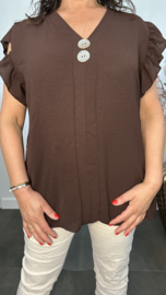 Shirt Britt met knopen en ruche Choco