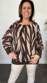 Blouse met boord lange mouw +Size Extra Bamboe bruin