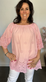 Broderie top Aurora pink