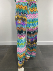 Broek met wijde pijp zigzag gekleurd