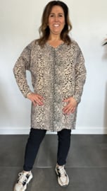 Tuniek cheeta met v-hals zand