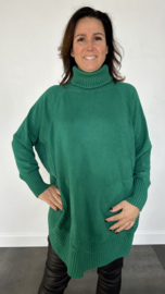 Oversized Poncho/ trui met ribbel col groen