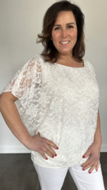Blouse met boord KANT ecru