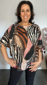 Blouse Selma met strikjes Zwart