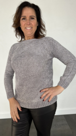 Zachte chenille trui grijs