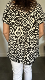 Shirt met koord travel Versailles zwart/wit