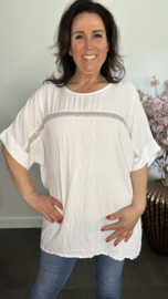 Top Nanda met glitter Wit
