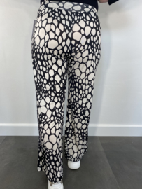Flared pants croco zwart/ ecru