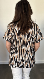 Ballon shirt met elastiek zigzag zwart (+size)