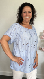 Broderie blouse Olivia IJsblauw