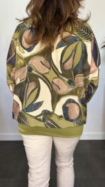 Blouse met boord leaves avocado