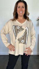 Sweater glitter gymp zand