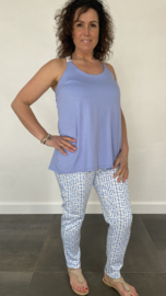 Top met gekruiste lurex bandjes ijsblauw