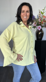 Crepe blouse met trompet mouw Geel