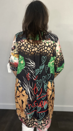 Blouse animal love zwart
