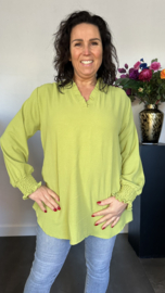 Crepe blouse Leonie met ruche Avocado