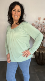 Ballon shirt travel met elastiek licht groen