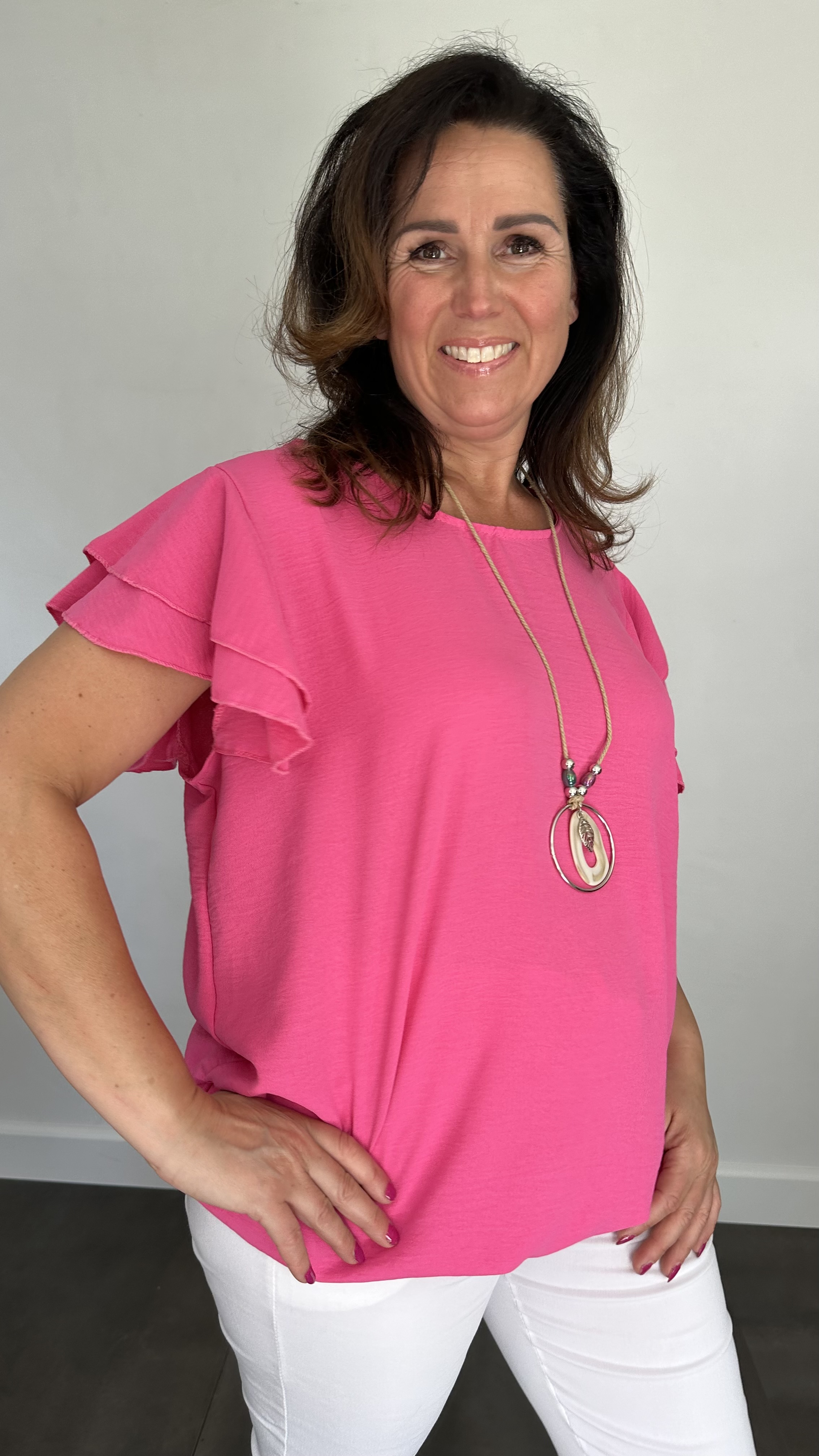 Shirt Celine met ketting fuchsia +SIZE