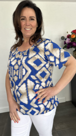 Ballon shirt met elastiek inca kobalt (+size)
