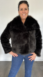 Kort bontjasje zwart (fake fur)