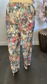 Palazzo broek met bloemen Army (donker)