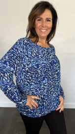 Ballon shirt met elastiek ocean blue (+size)