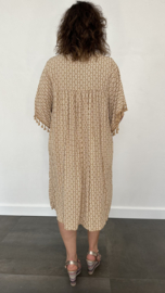 Half lange jurk Roxy met strook elips  +SIZE camel SALE