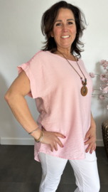 Shirt Nora kant +ketting Roze