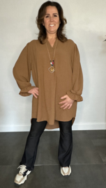 Tuniek Maya lange mouw +SIZE cognac
