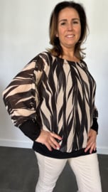 Blouse met boord lange mouw +Size Extra Bamboe zwart