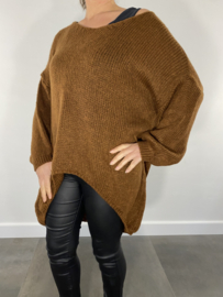 Oversized grof gebreide trui Patty bruin
