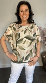 Blouse met boord Leaves army