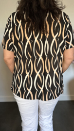 Ballon shirt met elastiek new elips zwart /camel