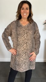 Tuniek cheeta met v-hals taupe