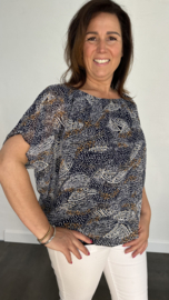 Blouse met boord new fantasy marine /oker