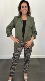 Blazer Marjan met gesmokte mouw army